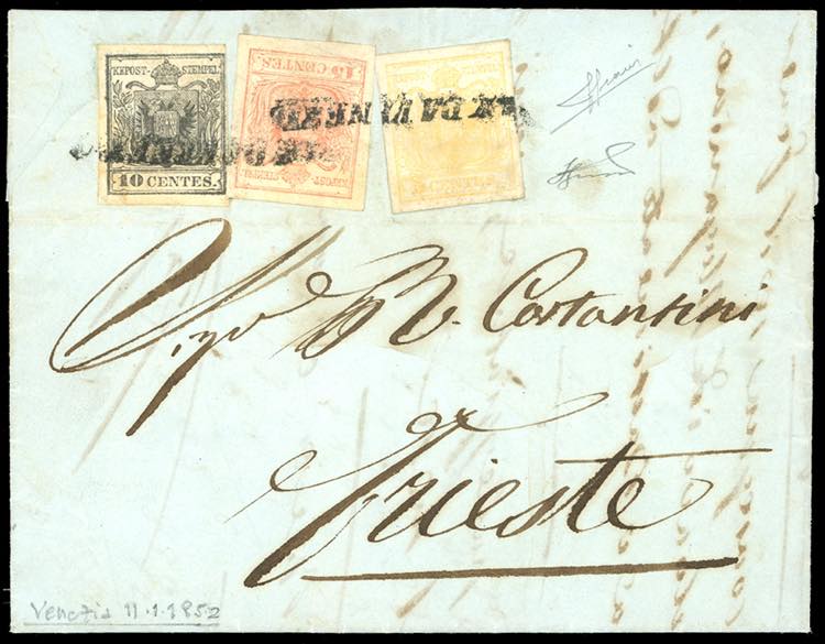 1852 - 5 cent. giallo ocra, 10 ... 