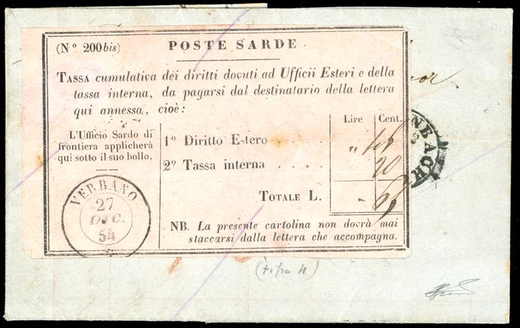 1854 - Lettera non affrancata da ... 