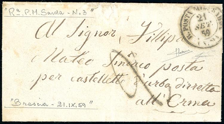 1859 - Lettera non affrancata ... 