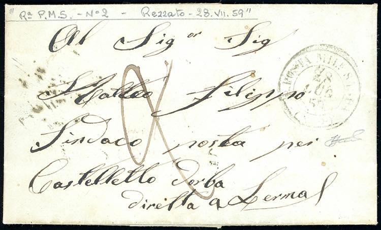 1859 - Lettera non affrancata ... 