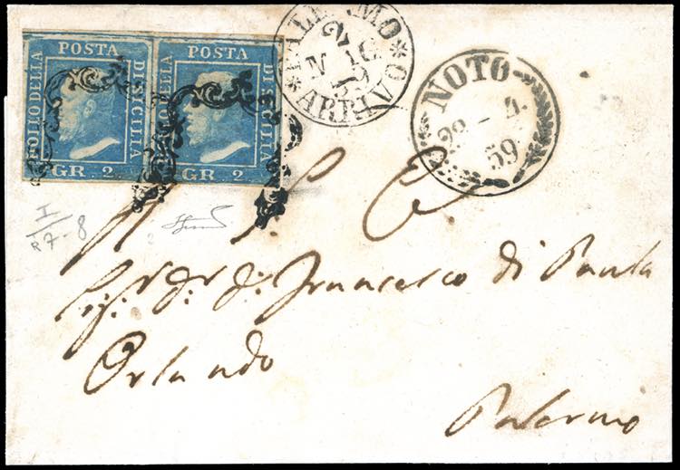 1859 - 2 grana azzurro, I tavola, ... 