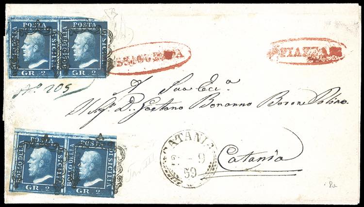 1859 - 2 grana azzurro scurissimo, ... 