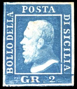 1859 - 2 grana azzurro vivo, III ... 