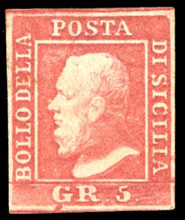 1859 - 5 grana rosa carminio, I ... 