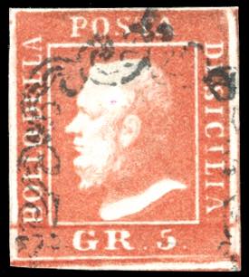 1859 - 5 grana vermiglio, I tavola ... 