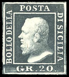 1859 - 20 grana nero ardesia, pos. ... 
