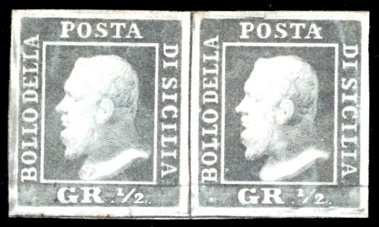 1858 - 1/2 grano lilla grigio, ... 