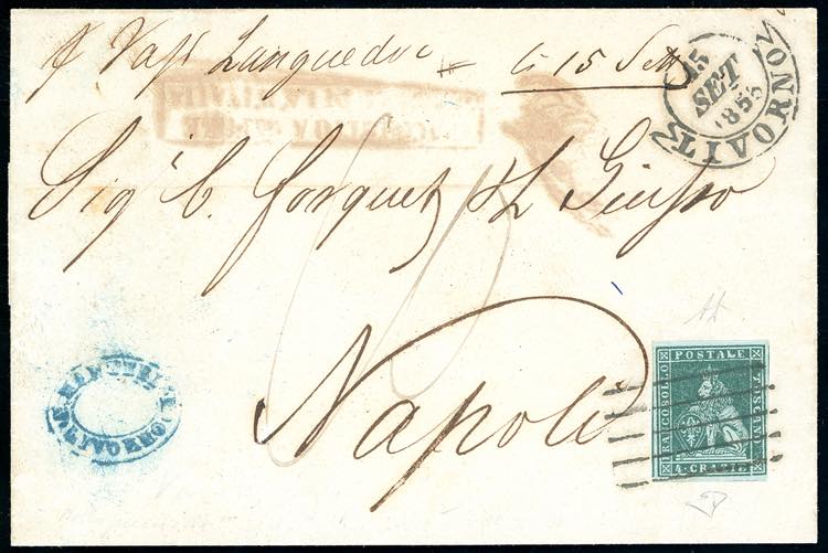 1853 - 4 crazie verde su grigio ... 