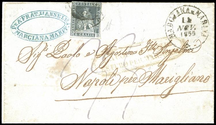 1855 - 6 crazie ardesia su grigio ... 