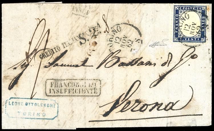 1862 - 20 cent. indaco (2), bordo ... 