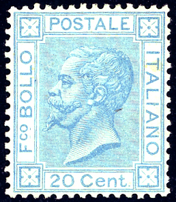 1867 - 20 cent. celeste chiaro, ... 