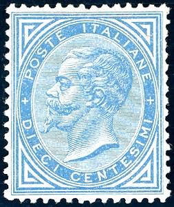 1877 - 10 cent. azzurro (27), ... 