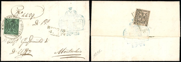1854 - 5 cent. verde e, al verso, ... 