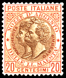 1893 - 20 cent. rosso bruno e ... 