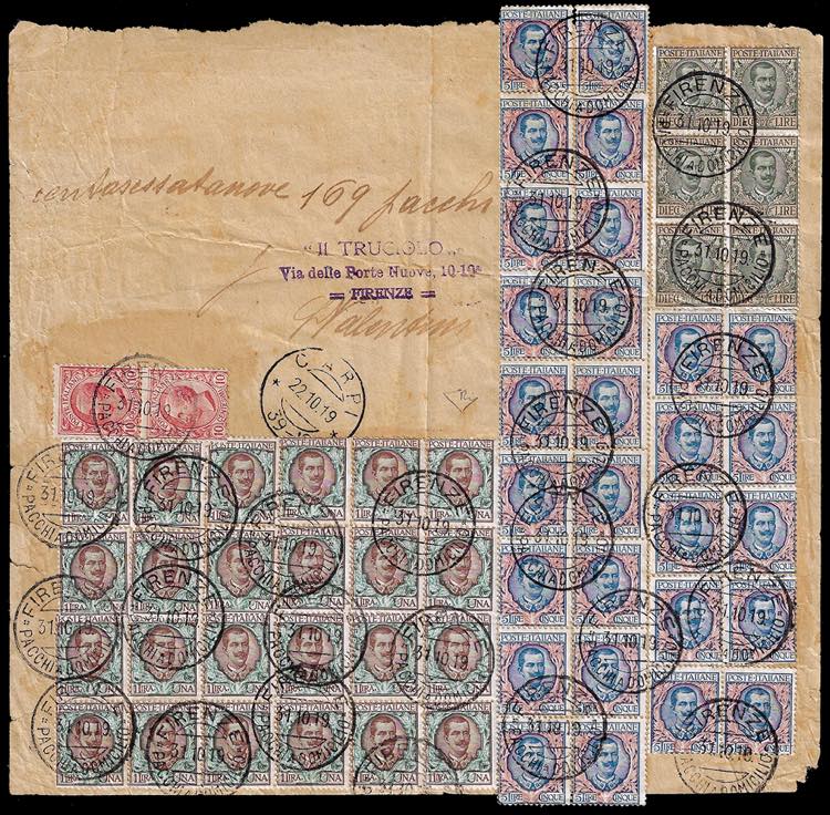 1919 - 10 lire, blocco di sei, 5 ... 