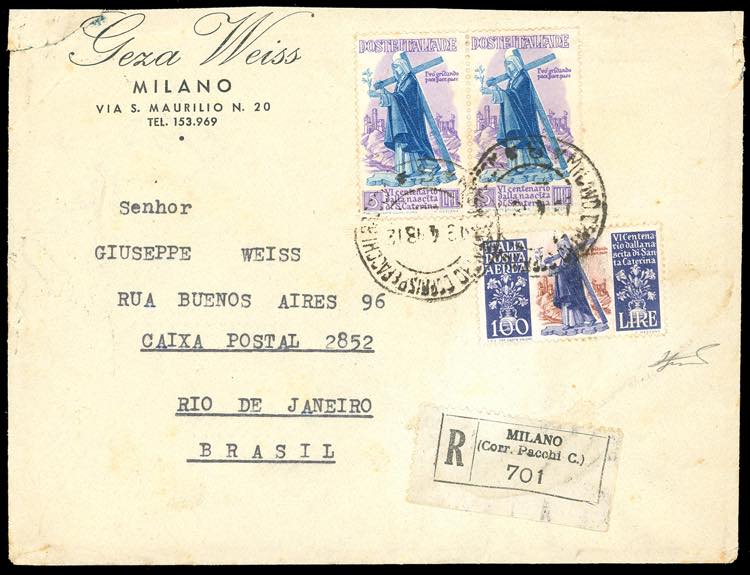 1948 - 100 lire di posta aerea e 5 ... 