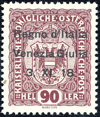 VENEZIA GIULIA 1918 - 90 h. lilla ... 