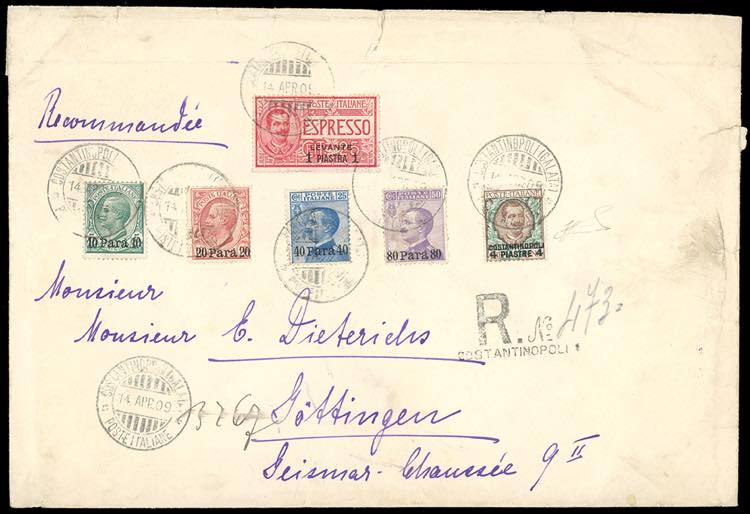 COSTANTINOPOLI 1909 - 4 pi. su 1 ... 