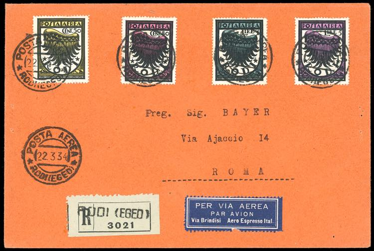 POSTA AEREA 1934 - Ala stilizzata, ... 