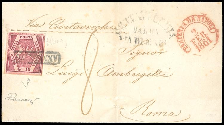 1861 - 10 grana carminio lillaceo, ... 