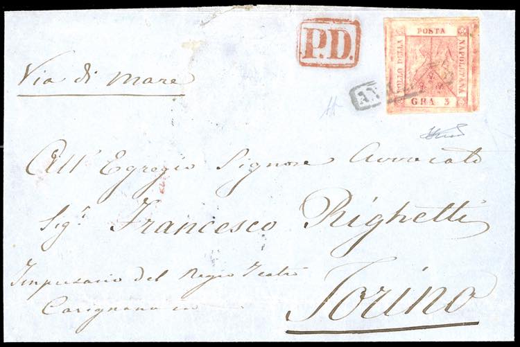 1860 - 5 grana carminio rosa, II ... 