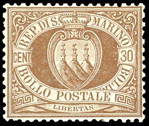 1877 - 30 cent. bruno Stemma (6), ... 