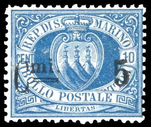 1892 - 5 cent. su 10 cent. Stemma, ... 