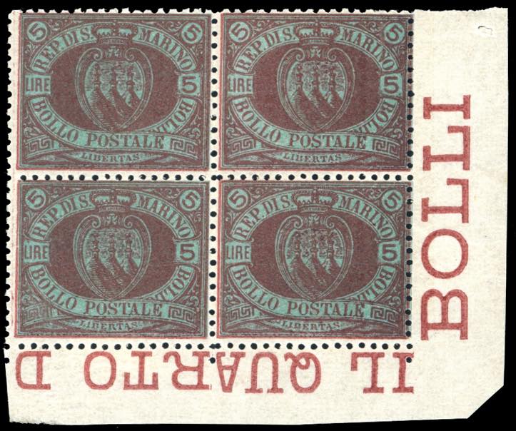 1894 - 5 lire carminio su verde ... 