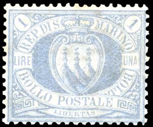1894 - 1 lira oltremare Stemma ... 
