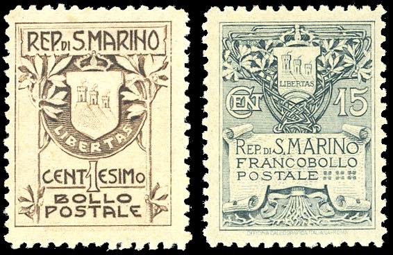 1910 - Stemma, fondo giallo, serie ... 