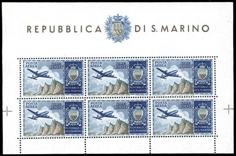1954 - 1.000 lire Aereo, foglietto ... 