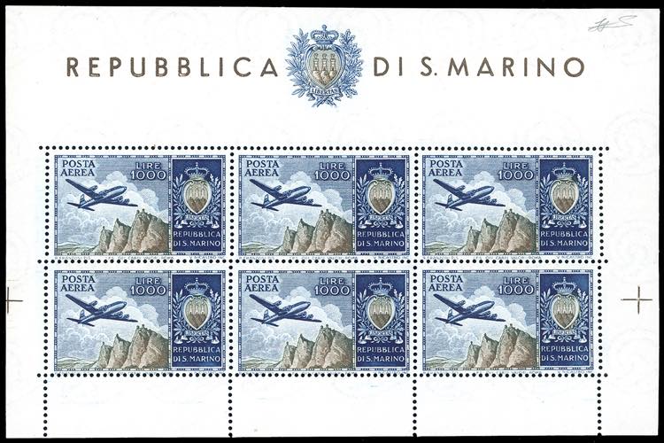 1954 - 1.000 lire Aereo, foglietto ... 