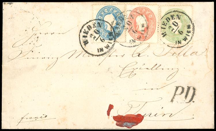 AUSTRIA 1862 - 15 k. azzurro, 5 k. ... 