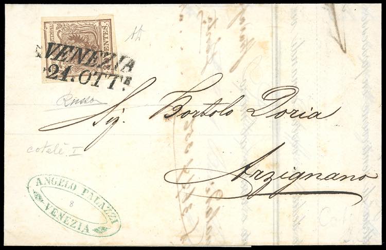 1851 - 30 cent. bruno, I tipo, ... 