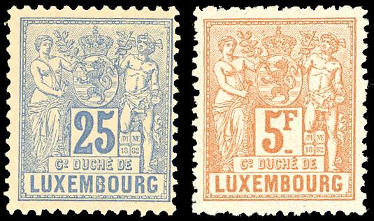 LUSSEMBURGO 1882/89 - 25 cent. e 5 ... 