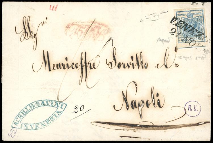 1852 - 45 cent. azzurro, I tipo, ... 