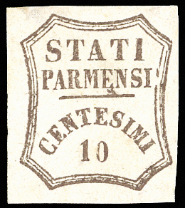 1859 - 10 cent. bruno (14), nuovo, ... 