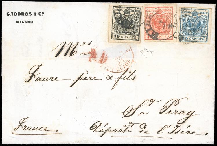 1858 - 10 cent. nero, 15 cent. ... 