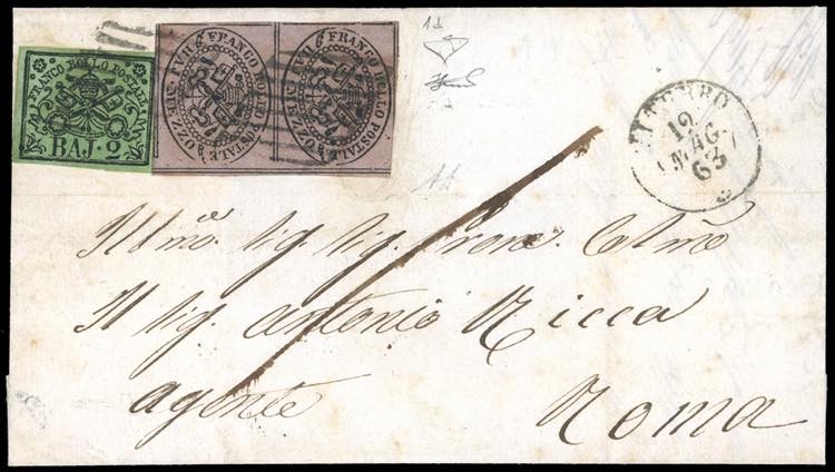 1863 - 1/2 baj lilla rosa, coppia ... 