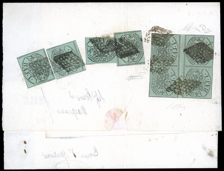 1853 - 1 baj verde grigiastro (2), ... 