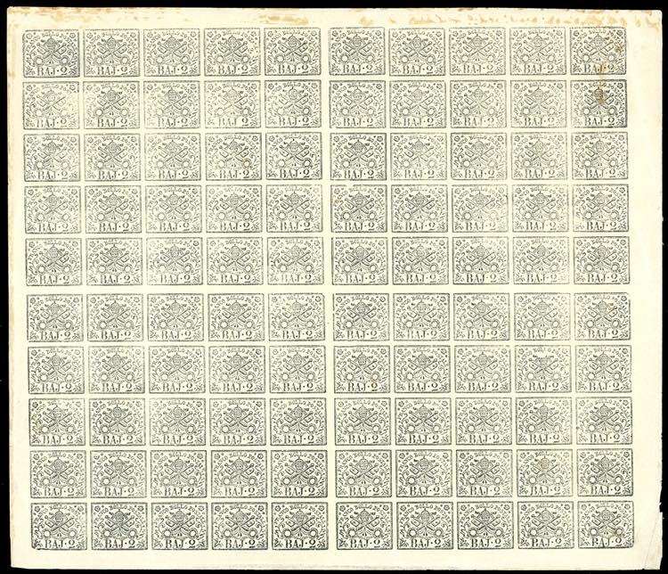1867 - 2 baj bianco (3A), foglio ... 