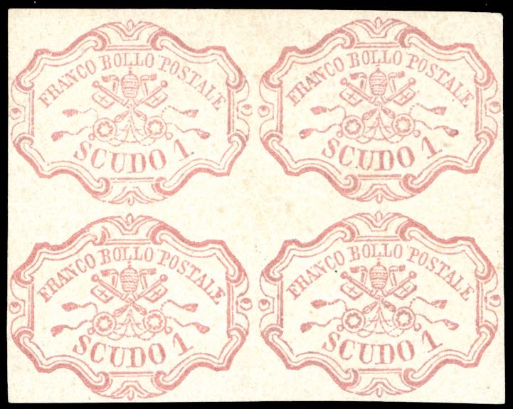 1852 - 1 scudo rosa carminio (11), ... 