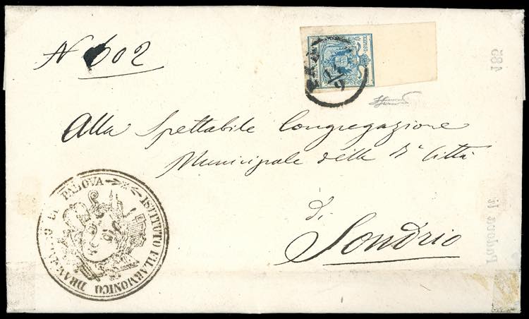 1856 - 45 cent. azzurro, III tipo, ... 