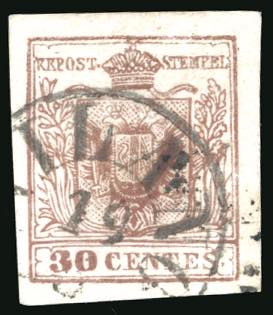 1858 - 30 cent. bruno rossastro, ... 