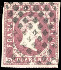 1851 - 40 cent. rosa (3), usato, ... 