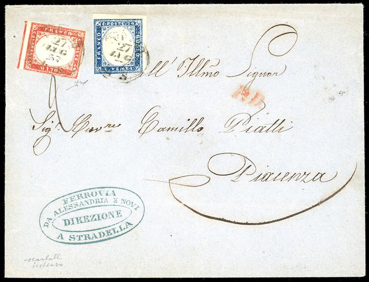 1857 - 40 cent. rosso scarlatto, ... 