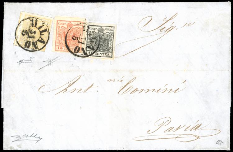 1856 - 5 cent. giallo ocra, 10 ... 