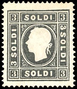 1859 - 3 soldi nero, II tipo (29), ... 