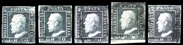 1859 - 20 grana, cinque esemplari ... 