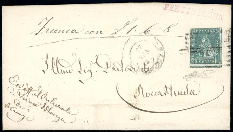 1857 - 2 crazie verde azzurro su ... 